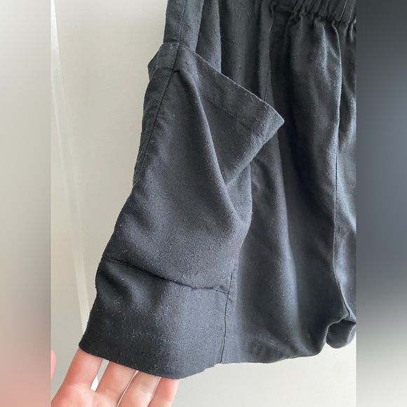 Handmade Silk Noil Black Shorts - Picture 5 of 6